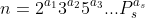 n=2^{a_1}3^{a_2}5^{a_3}...P_s^{a_s}