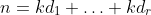 n=kd_1+\ldots+kd_r