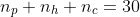 n_p+n_h+n_c=30