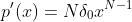 p'(x)=N\delta_0x^{N-1}