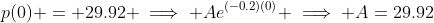 p(0) = 29.92 \implies Ae^{(-0.2)(0)} \implies A=29.92