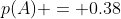 p(A) = 0.38