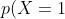 p(X=1)=f(1;N=25,n=1, n=1)=\frac{\left(\!<br />
\begin{array}{c}<br />
1 \\<br />
1<br />
\end{array}<br />
\!\right) \left(\!<br />
\begin{array}{c}<br />
24 \\<br />
0<br />
\end{array}<br />
\!\right)}{\left(\!<br />
\begin{array}{c}<br />
25 \\<br />
1<br />
\end{array}<br />
\!\right)} = \frac{1}{25}