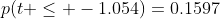 p(t \le -1.054)=0.1597