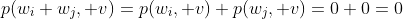 p(w_i+w_j, v)=p(w_i, v)+p(w_j, v)=0+0=0