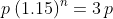 p\,(1.15)^n=3\,p