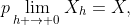 p\lim\limits_{h \to 0}X_h=X,