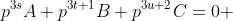p^{3s}A+p^{3t+1}B+p^{3u+2}C=0 