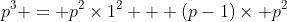 p^3 = p^2\times1^2 + (p-1)\times p^2