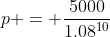 p = \frac{5000}{1.08^{10}}