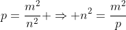 p=\frac{m^2}{n^2} \Rightarrow n^2=\frac{m^2}{p}