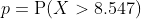 p=\mathrm{P}(X>8.547)