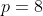 p=8
