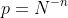 p=N^{-n}