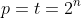 p=t=2^n