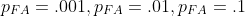p_{FA}=.001,p_{FA}=.01,p_{FA}=.1