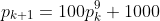 p_{k+1}=100p_k^9+1000