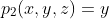 p_2(x,y,z)=y