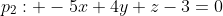 p_2: -5x+4y+z-3=0