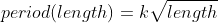 period(length)=k\sqrt{length}