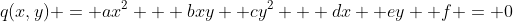 q(x,y) = ax^2 + bxy +cy^2 + dx +ey +f = 0