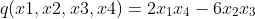 q(x1,x2,x3,x4)=2x_1x_4-6x_2x_3