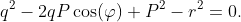 q^{2}-2qP\cos(\varphi)+P^{2}-r^{2}=0.