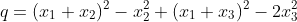 q=(x_1+x_2)^2-x_2^2+(x_1+x_3)^2-2x_3^2