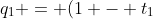 q_1 = (1 - t_1)^3 p_0 + 3 (1 - t_1)^2 t_1 p_1 + 3 (1 - t_1) t_1^2 p_2 + t_1^3 p_3