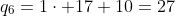 q_6=1\cdot 17+10=27