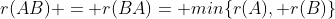 r(AB) = r(BA)= min\{r(A), r(B)\}