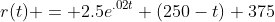 r(t) = 2.5e^{.02t} (250-t)+375
