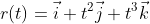 r(t)=\vec{i}+t^2\vec{j}+t^3\vec{k}