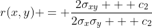 r(x,y) = \frac{2\sigma_{xy} + c_2}{2\sigma_x\sigma_y + c_2}