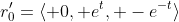 r^\prime_0=\langle 0, e^t, -e^{-t}\rangle