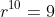 r^{10}=9