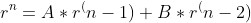 r^n=A*r^(n-1)+B*r^(n-2)
