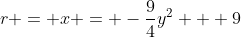 r = x = -\frac{9}{4}y^2 + 9