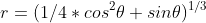 r=(1/4*cos^2\theta sin\theta)^{1/3}