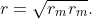 r=\sqrt{r_{m}r_{m}}.