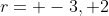r= -3, 2