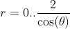 r=0..\frac{2}{\cos(\theta)}