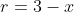 r=3-x