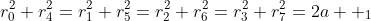 r_0^2+r_4^2=r_1^2+r_5^2=r_2^2+r_6^2=r_3^2+r_7^2=2a  _1
