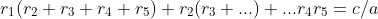 r_1(r_2+r_3+r_4+r_5)+r_2(r_3+...)+...r_4r_5=c/a