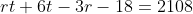 rt+6t-3r-18=2108