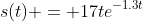 s(t) = 17te^{-1.3t}