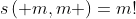s\left( {m,m} \right)=m!
