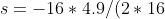 s=-16*4.9/(2*16)=-2.45