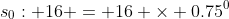s_0: 16 = 16 \times 0.75^0